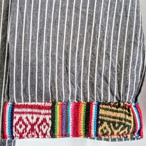 Bare Denim Embellished Grey Striped Tie Front Cotton Jacket - Picture 4 of 8